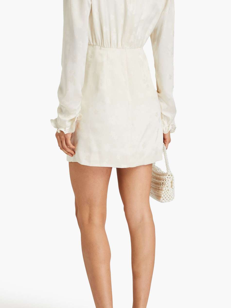 debbie draped silk-satin jacquard mini dress