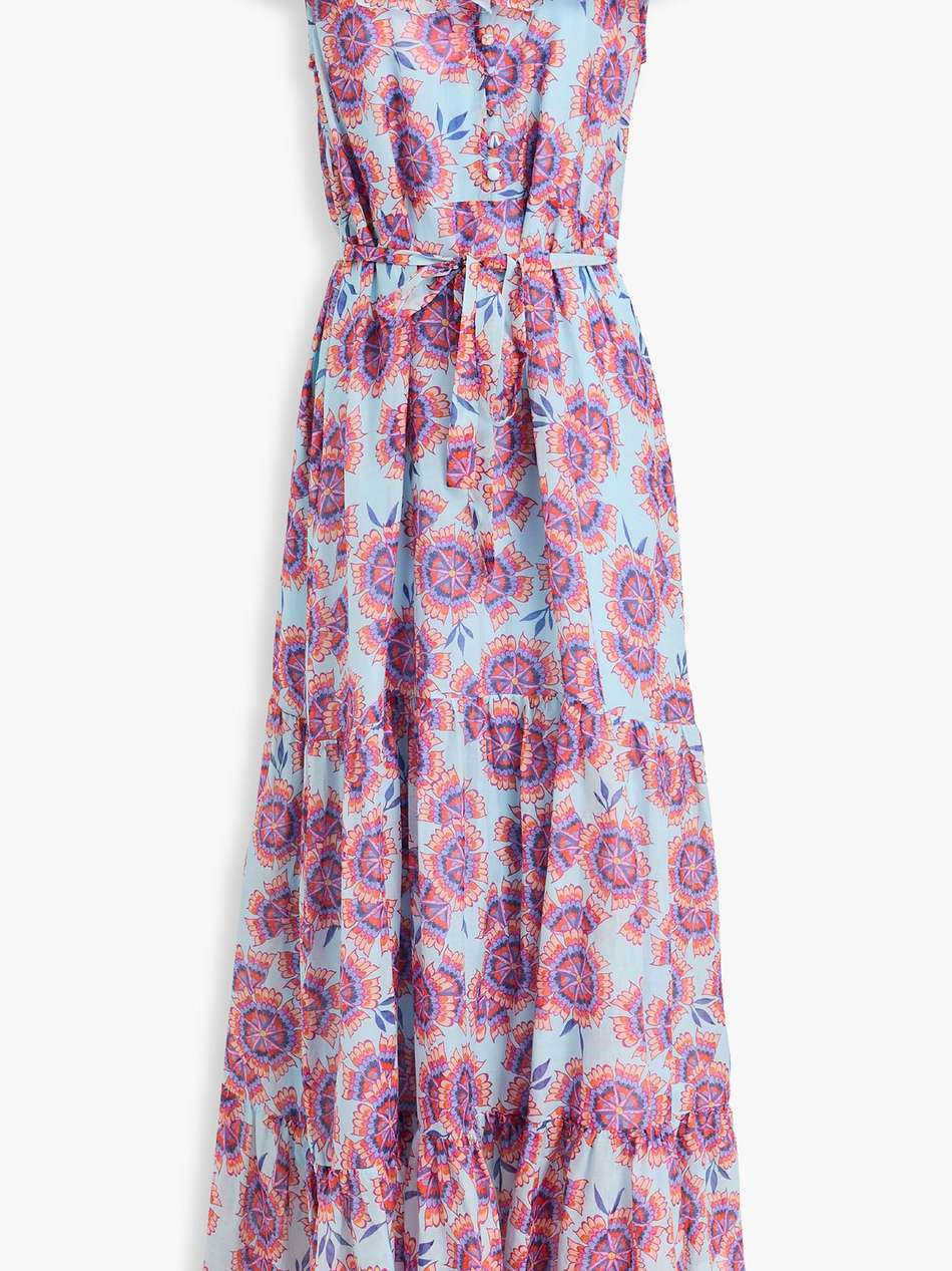 cassie ruffled floral-print cotton and silk-blend voile maxi dress
