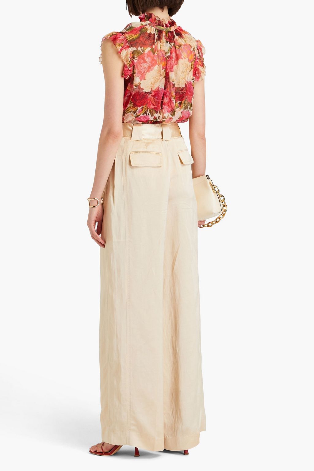 ZIMMERMANN Belted shantung wide-leg pants