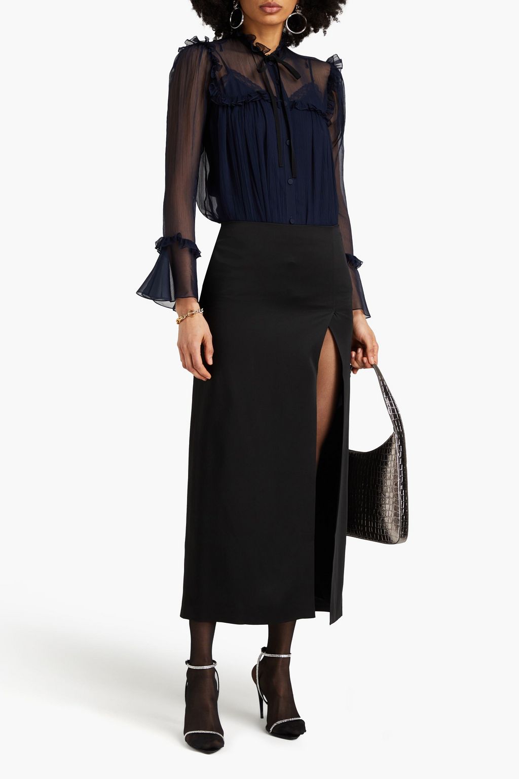 GUCCI Ruffled silk-crepon blouse