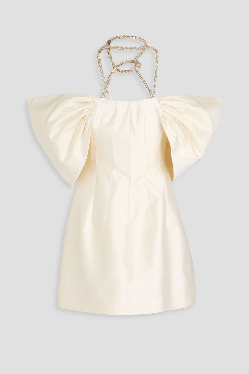 Rachel Gilbert Lexie Off-the-shoulder Embellished Wool And Silk-blend Mini Dress In Ivory