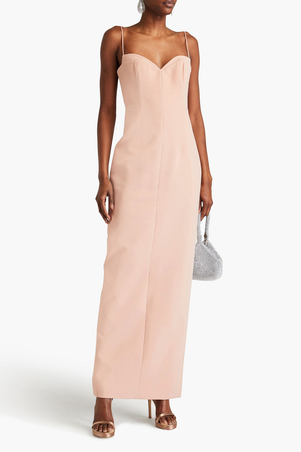 Shop Rachel Gilbert Bodie Crepe Gown In Sand