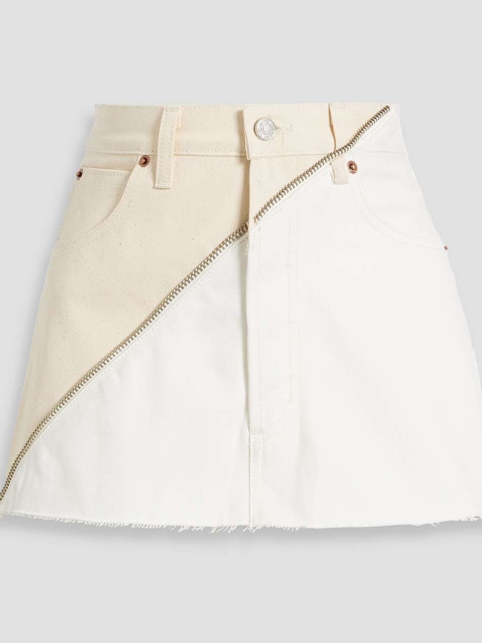gemini zip-detailed two-tone denim mini skirt