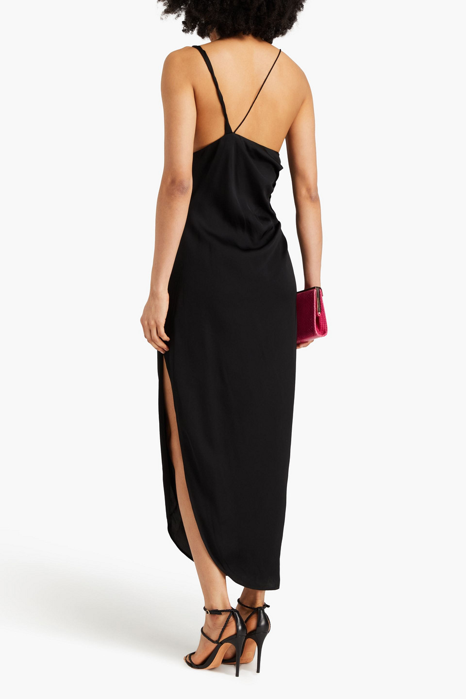 Shop Rachel Gilbert Xandra Draped Satin Maxi Dress In Black