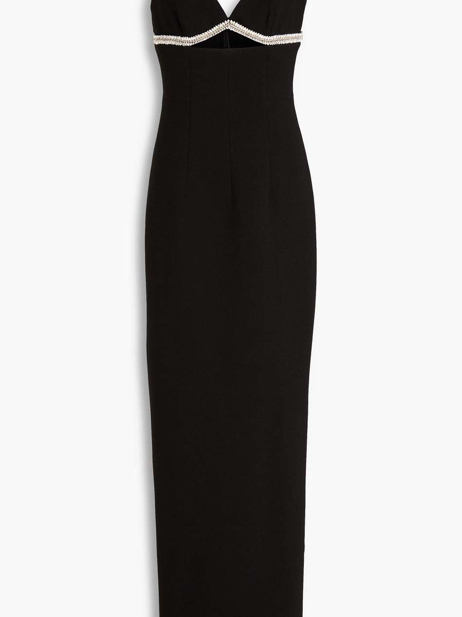 kyra cutout crystal-embellished crepe gown
