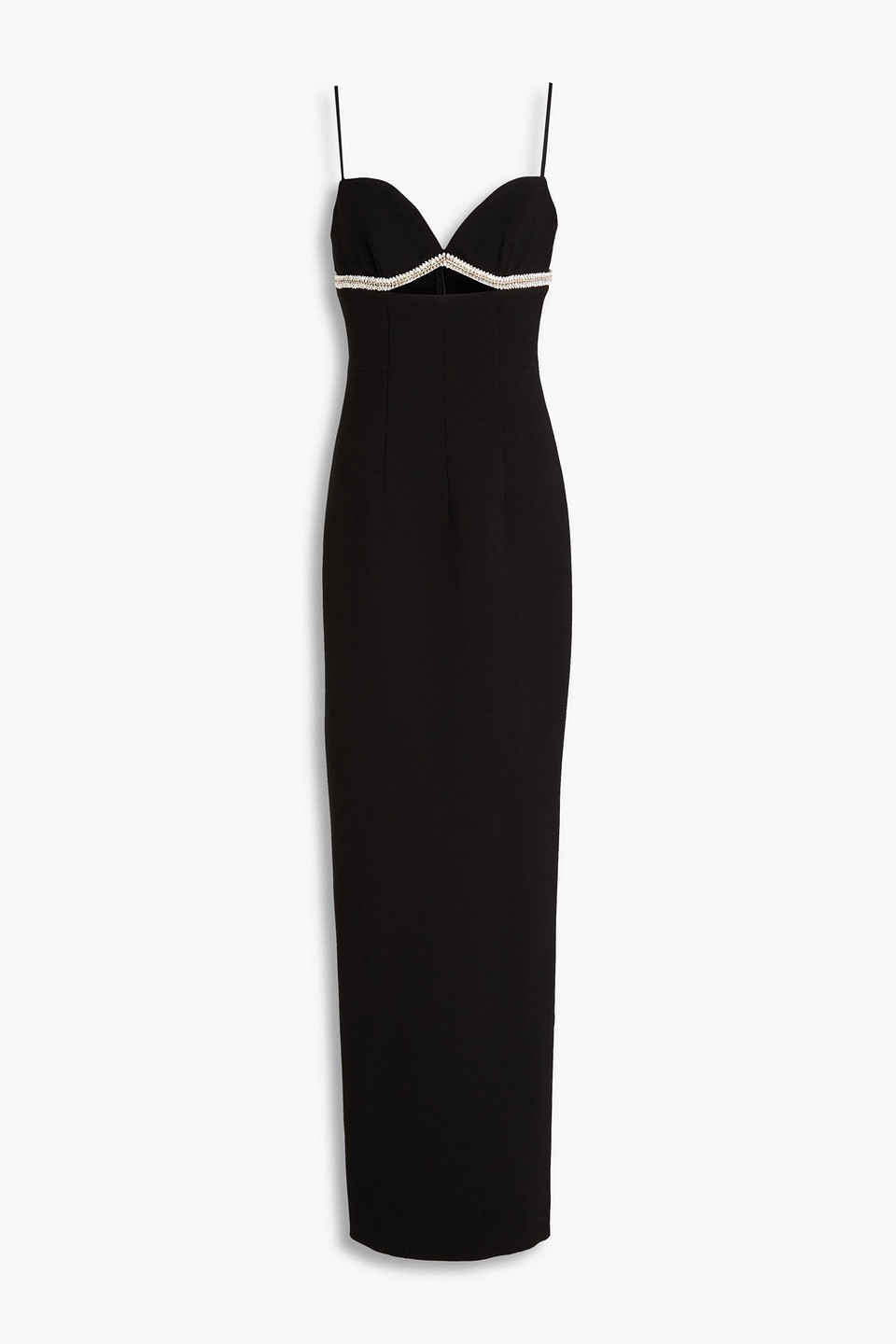 Rachel Gilbert Kyra Cutout Crystal-embellished Crepe Gown In Black