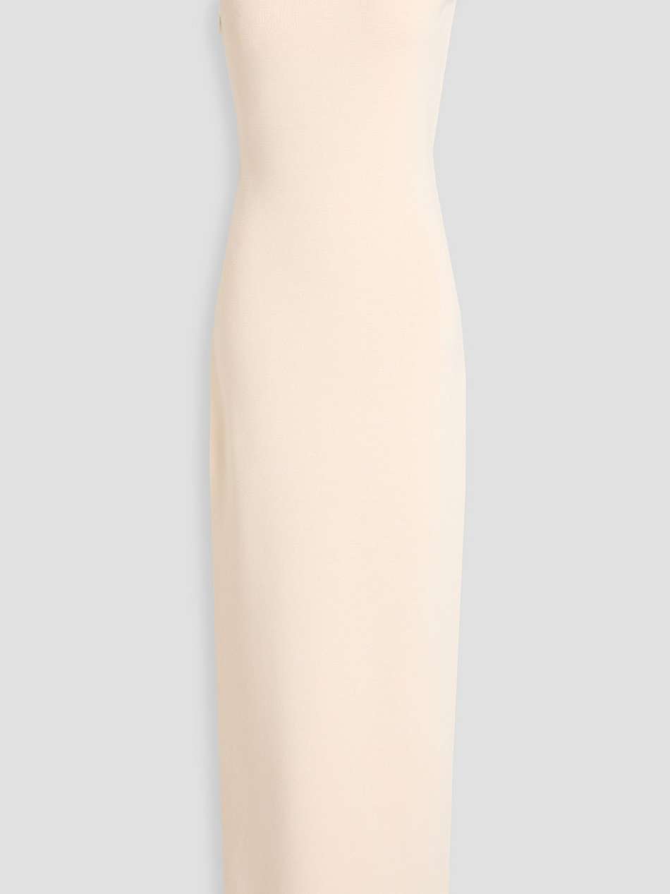silica crystal-embellished stretch-knit gown