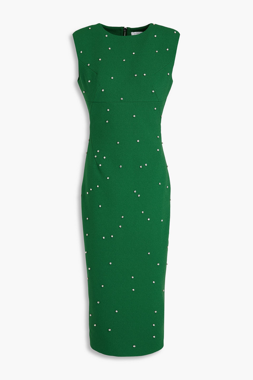 Rachel Gilbert Vivi Crystal-embellished Crepe Midi Dress In Green