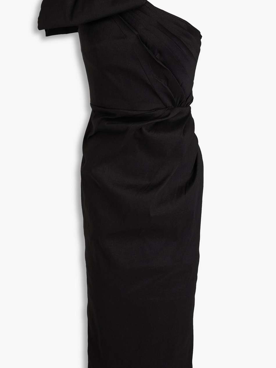 fauve one-shoulder crystal-embellished bow-detailed taffeta midi dress