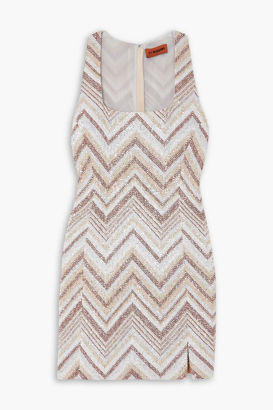 Missoni Sequin-embellished Crochet-knit Mini Dress In Beige
