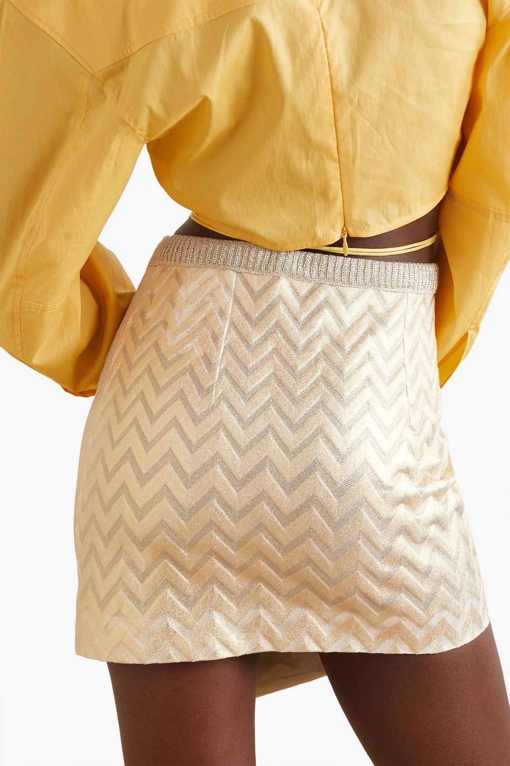 MISSONI Metallic cotton-blend crochet-knit mini skirt
