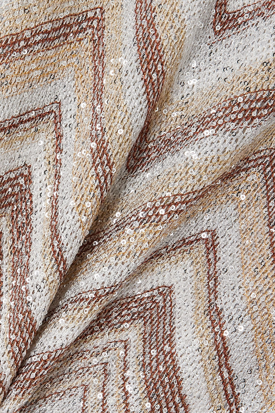 Missoni Sequin-embellished Striped Crochet-knit Mini Skirt In Beige