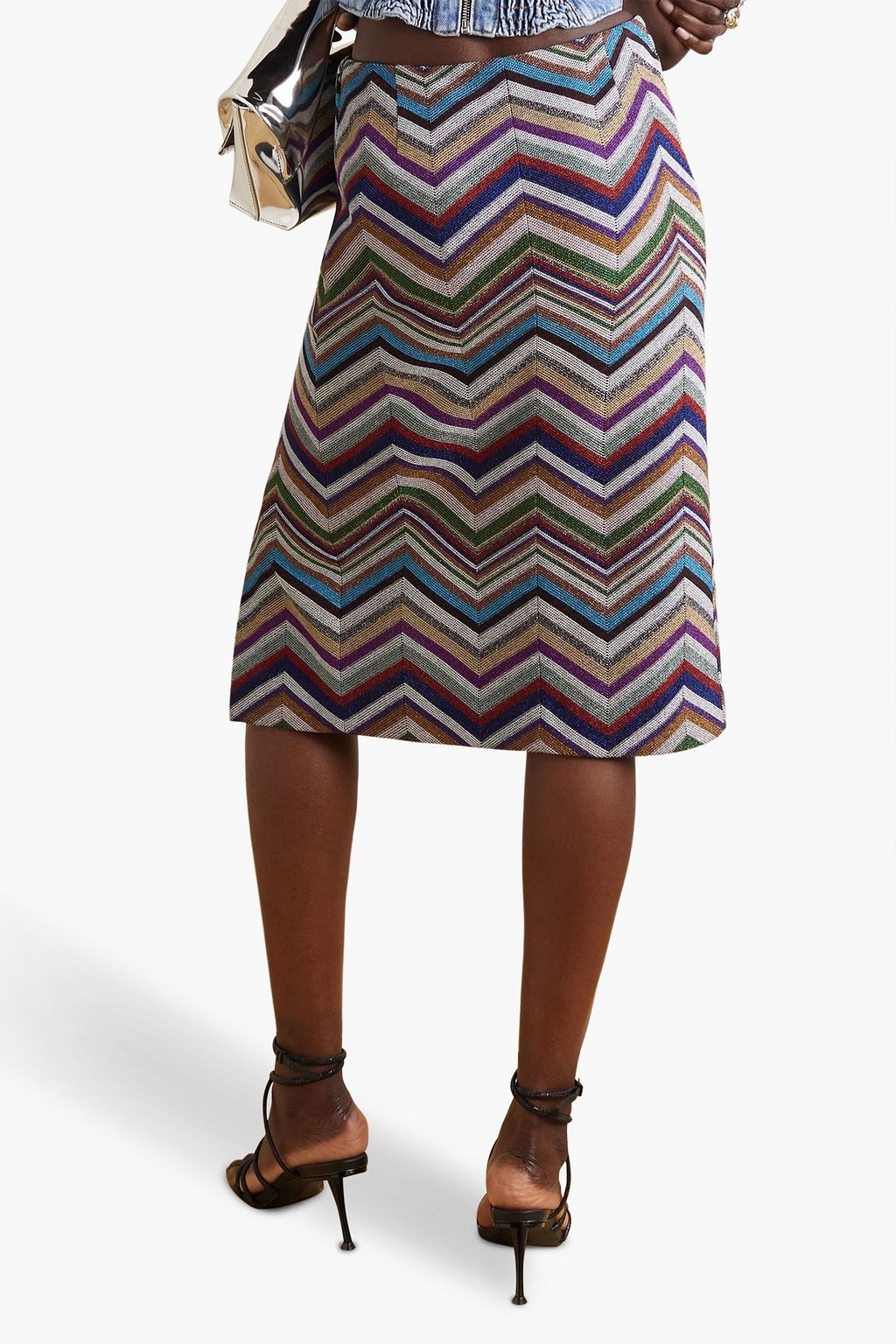 MISSONI تنورة من مزيج الصوف من نسيج بحبكة كروشيه بلون معدني