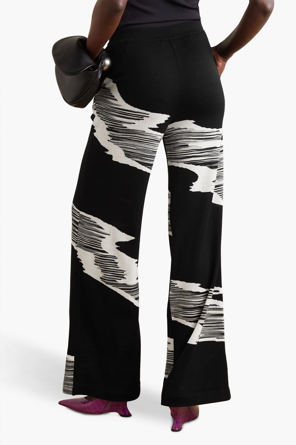 MISSONI Space-dyed intarsia wool wide-leg pants