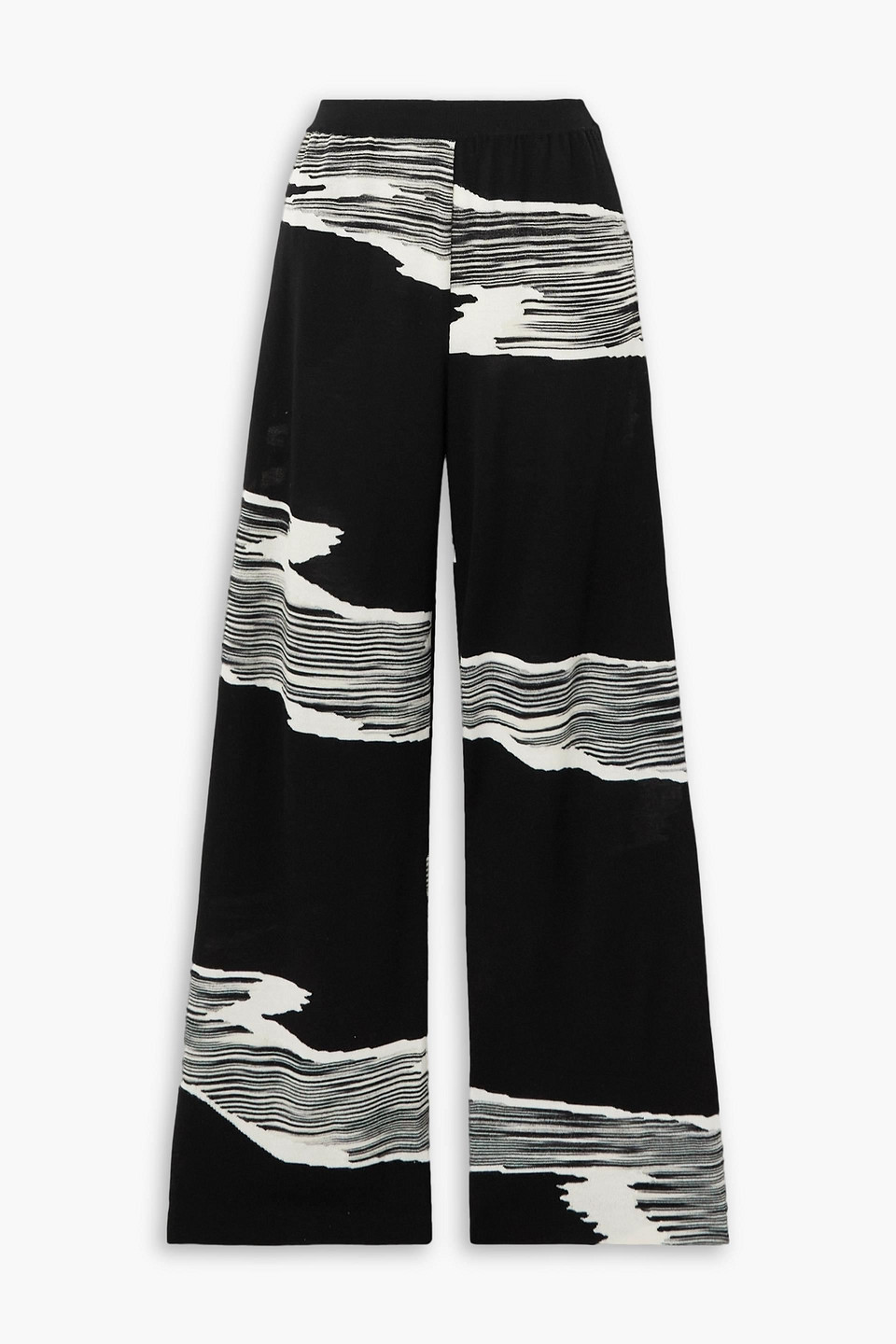 Missoni Space-dyed Intarsia Wool Wide-leg Pants In Black