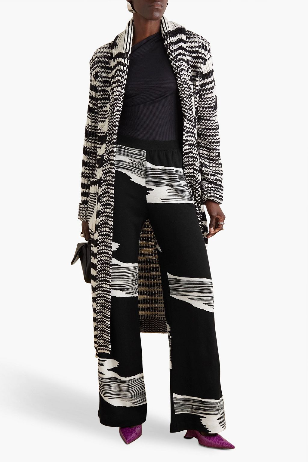 MISSONI Space-dyed intarsia wool wide-leg pants