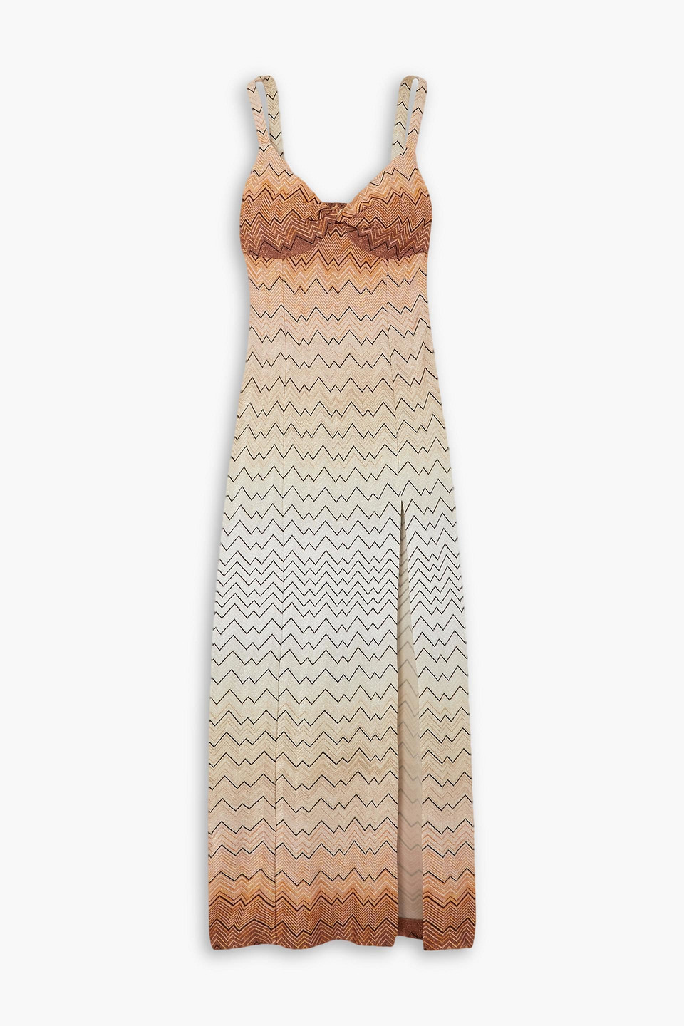 Missoni Metallic Crochet-knit Maxi Dress In Orange