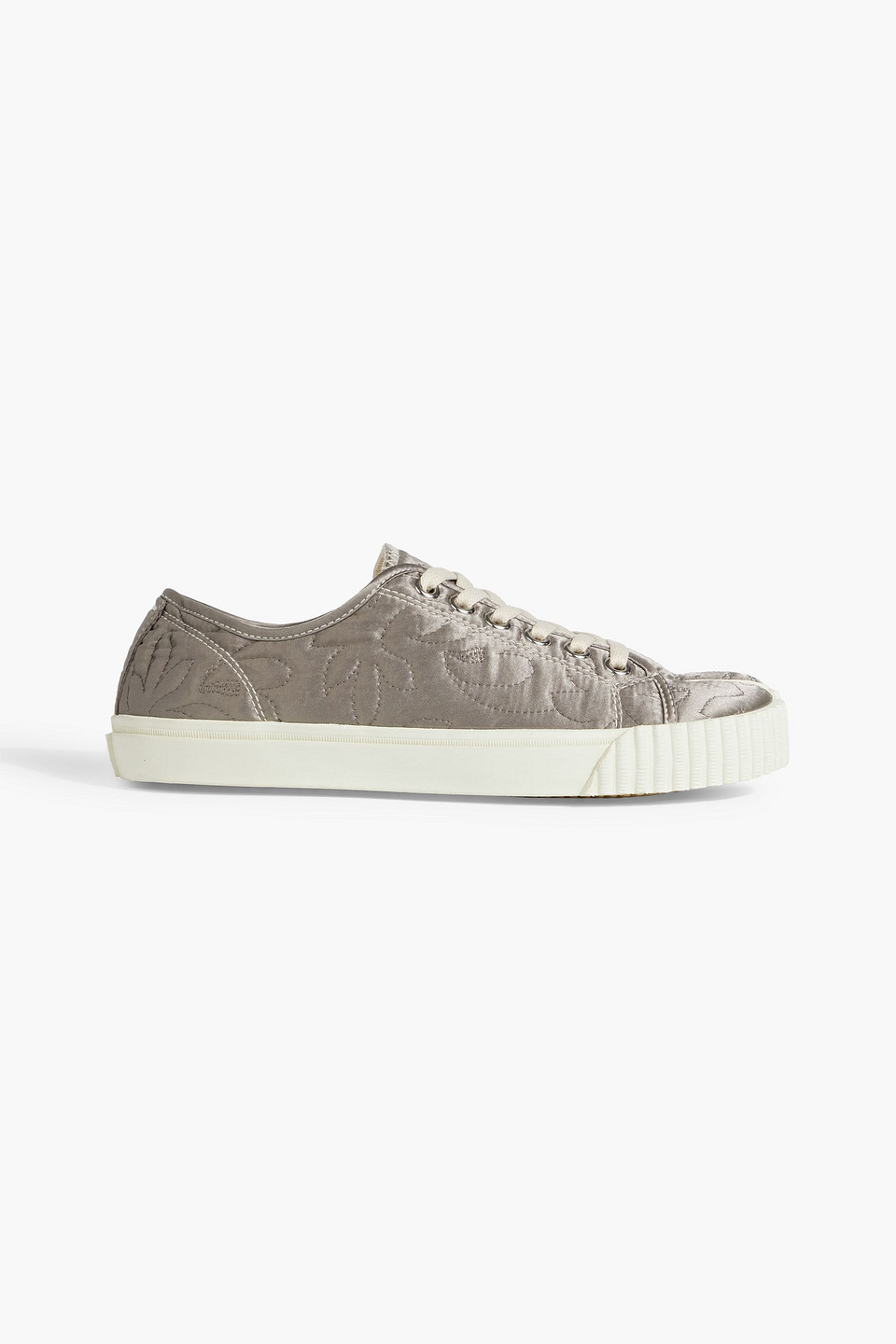 Shop Maison Margiela Tabi Quilted Satin Sneakers In Mushroom