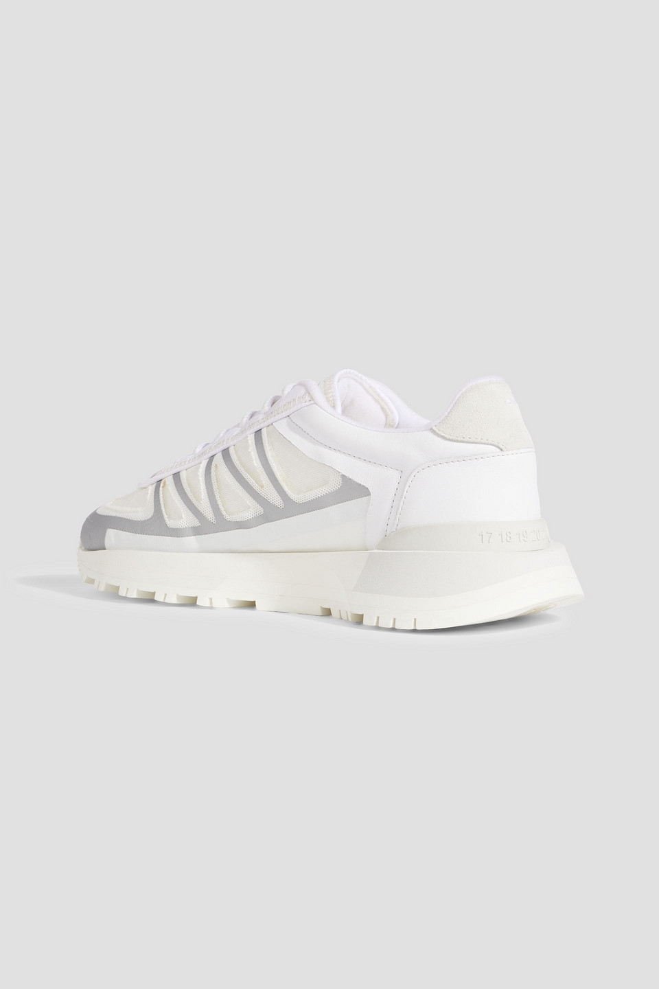 Shop Maison Margiela 50-50 Coated Mesh And Leather Sneakers In White