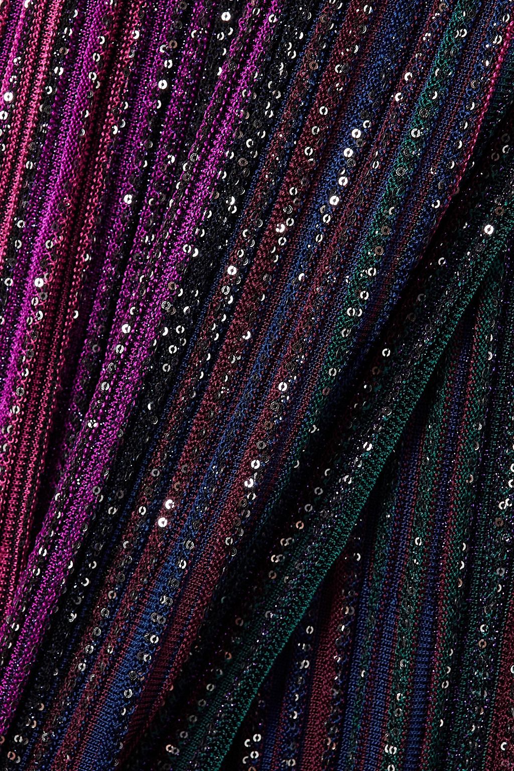 MISSONI 시퀸 장식 스트라이프 리브 실크 혼방 맥시 드레스