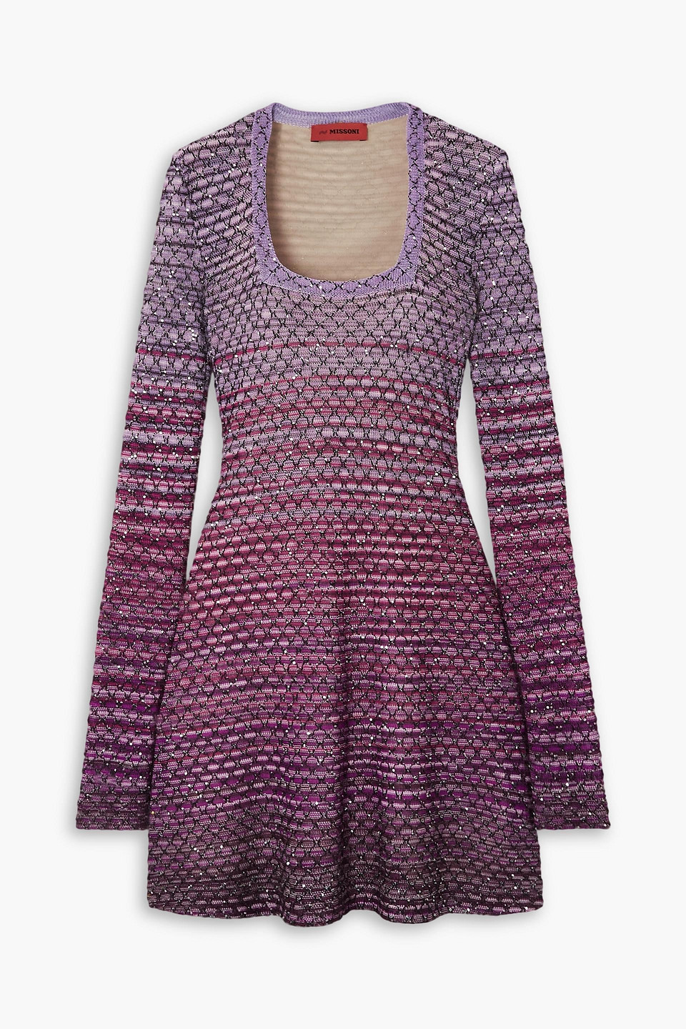 Missoni Embellished Crochet-knit Mini Dress In Lila