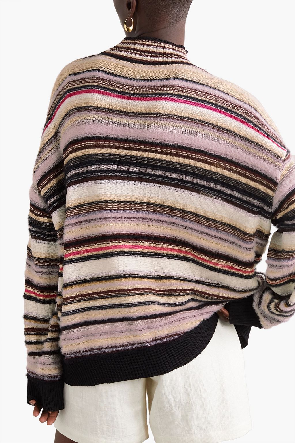 MISSONI كنزة رياضية بياقة عالية بحبكة كروشيه وبتصميم مخطط