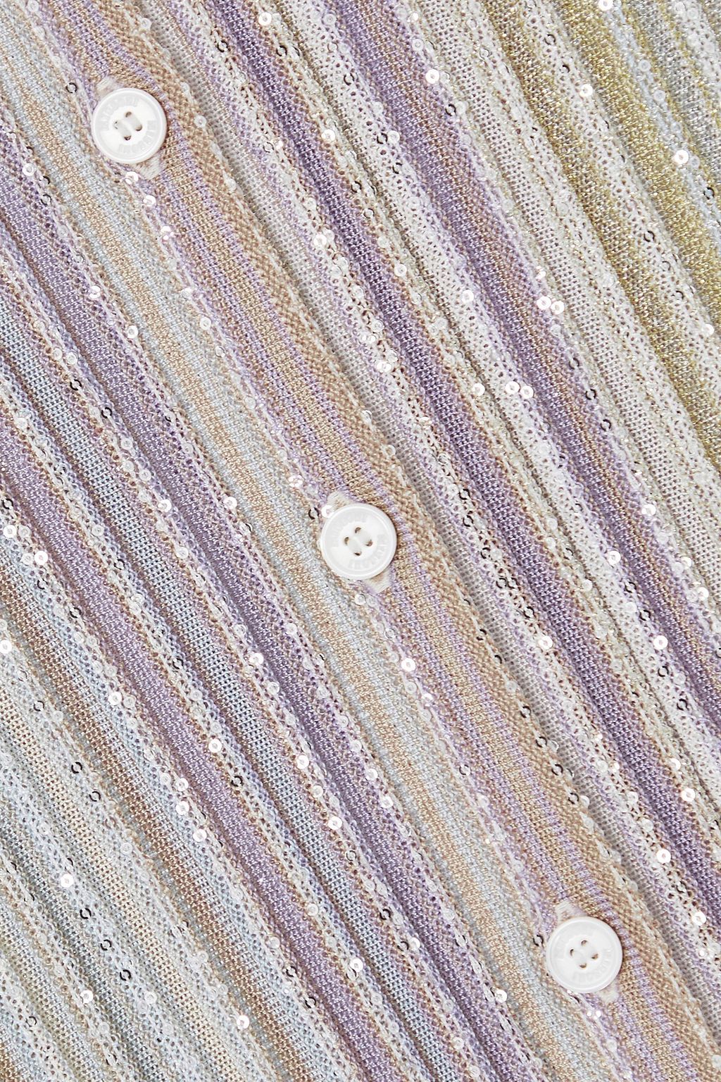 MISSONI كارديغان من نسيج بحبكة مضلّعة وتصميم مخطط ومزيّن بأقراص برّاقة