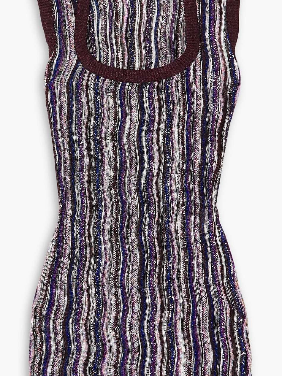 sequin-embellished crochet-knit mini dress