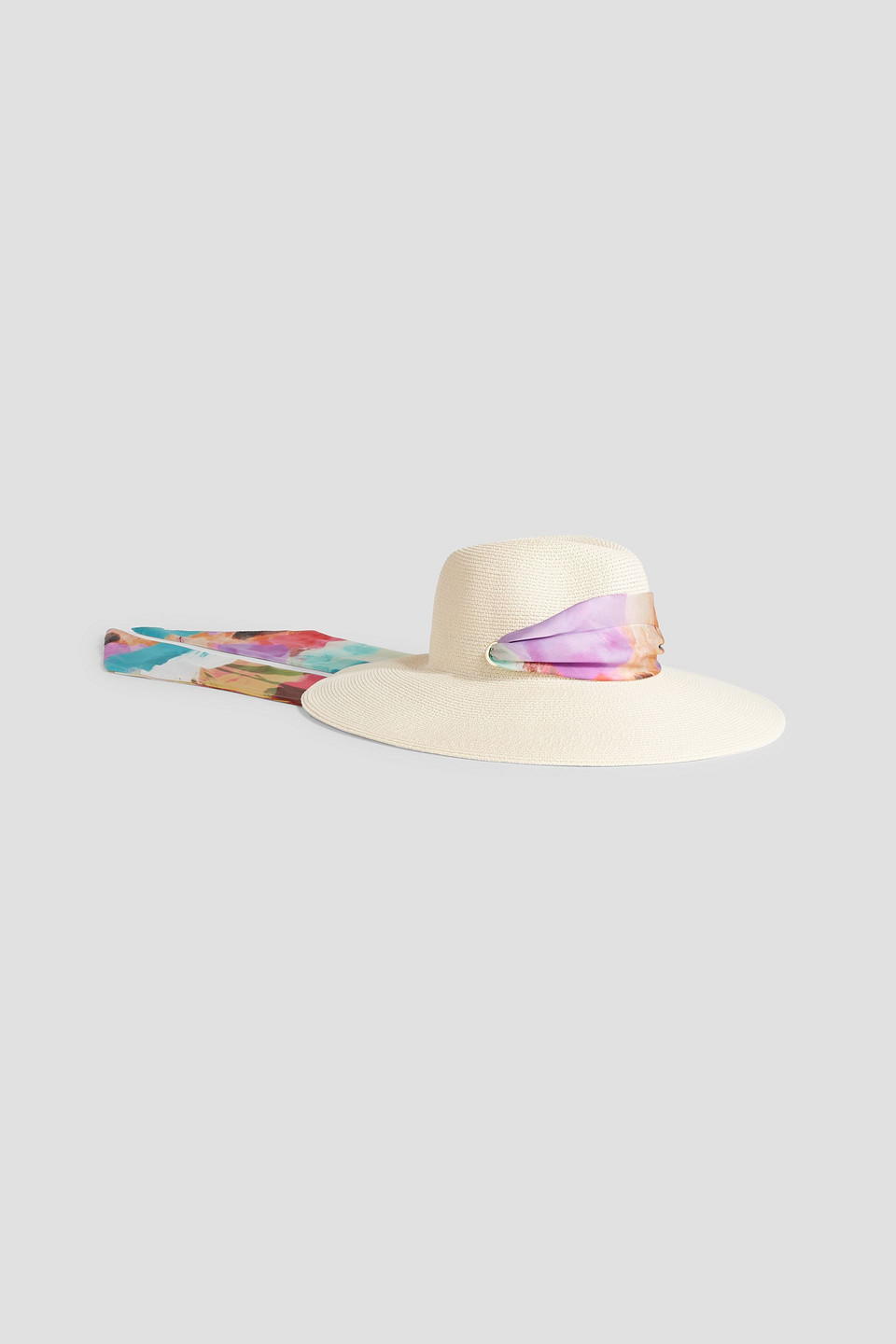 Cassidy satin-trimmed faux straw sunhat