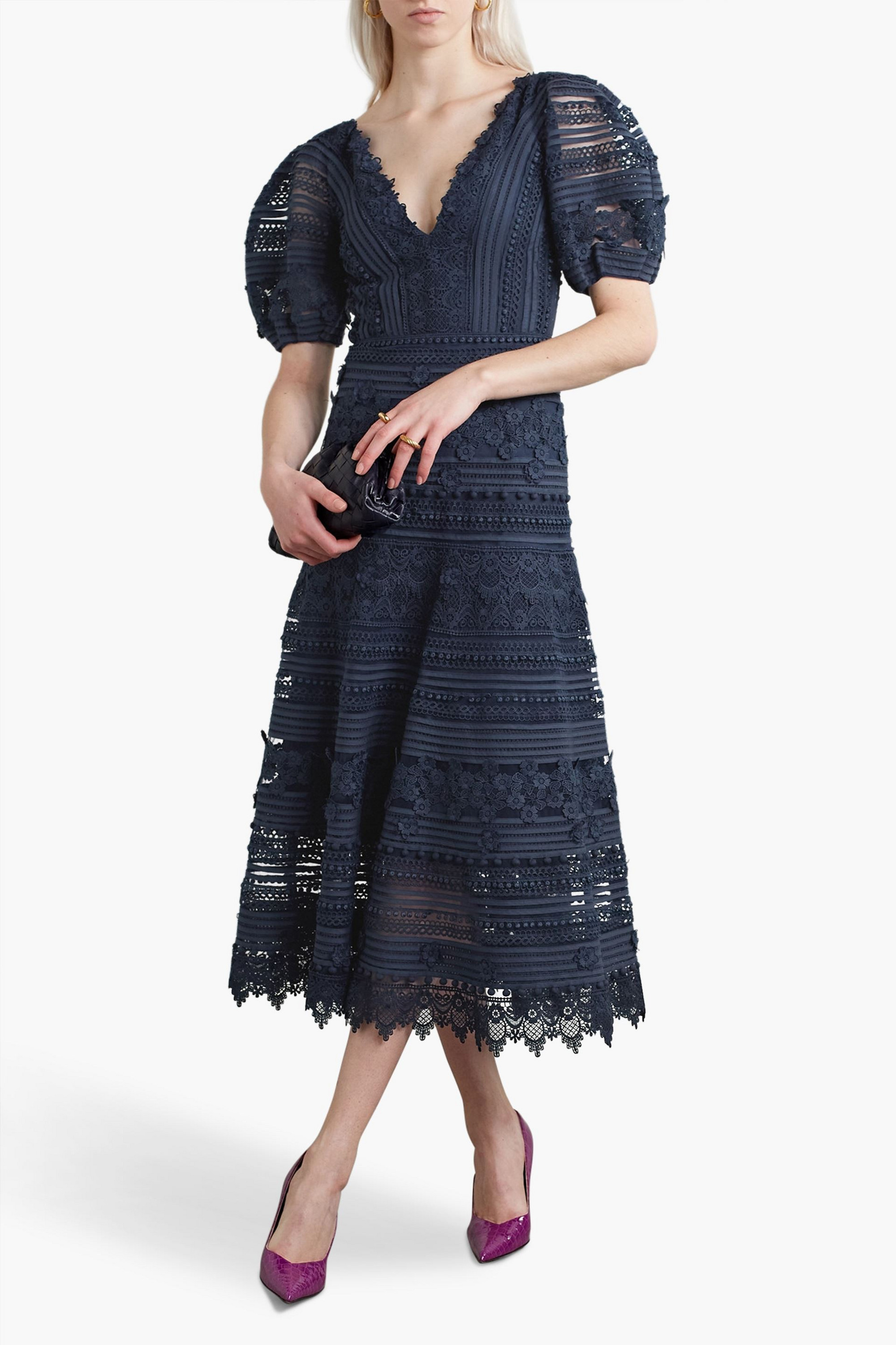 Carolina Herrera Guipure lace and tulle midi dress