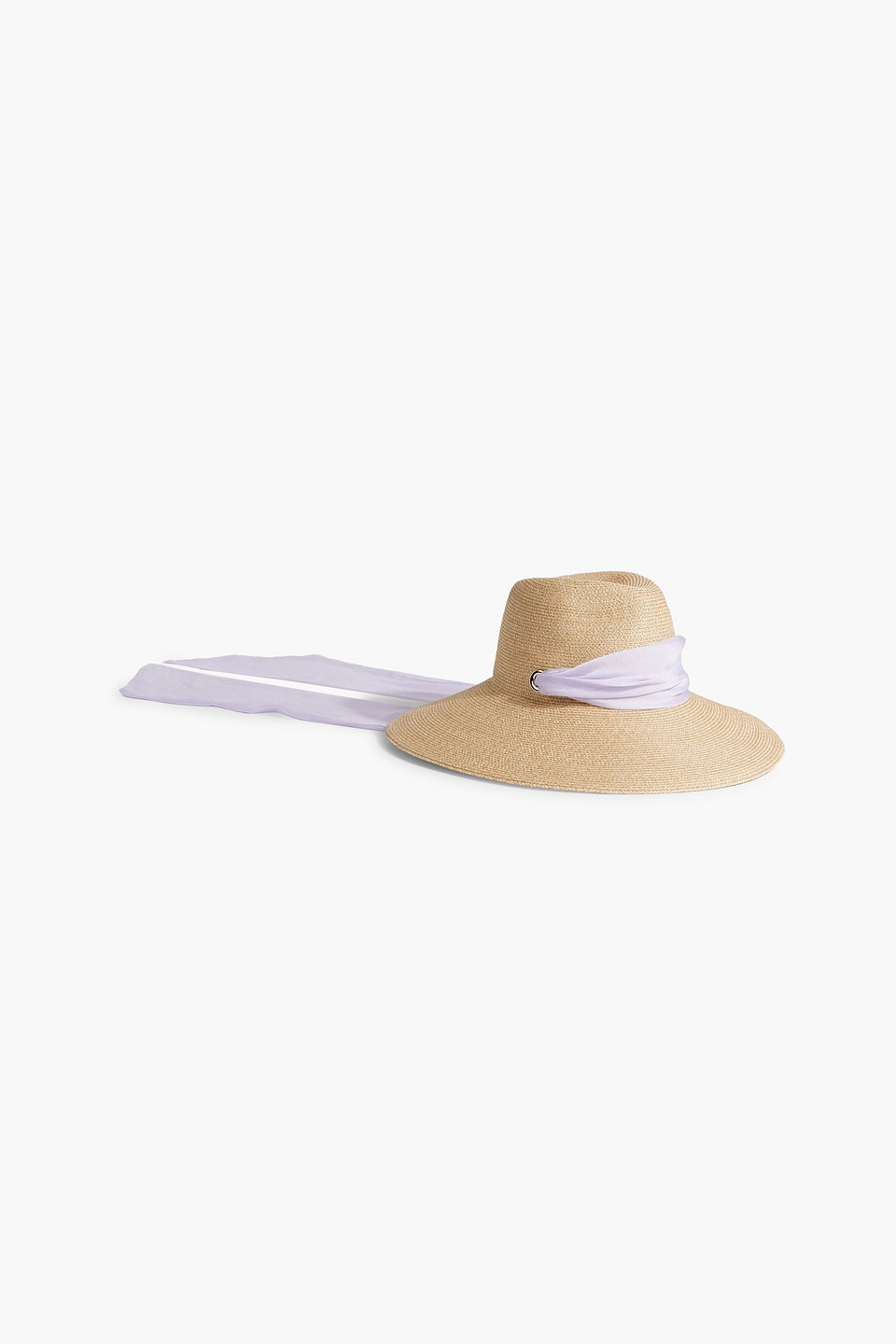 Eugenia Kim Cassidy Georgette-trimmed Faux Straw Sunhat In Sand