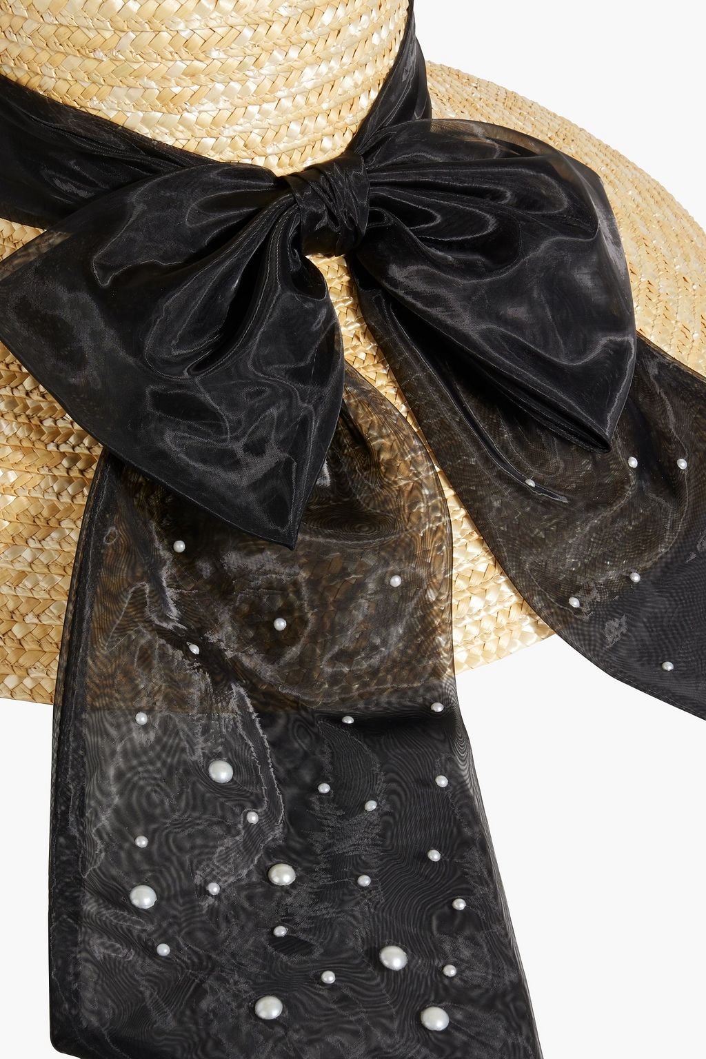 EUGENIA KIM Mirabel embellished chiffon-trimmed straw sunhat