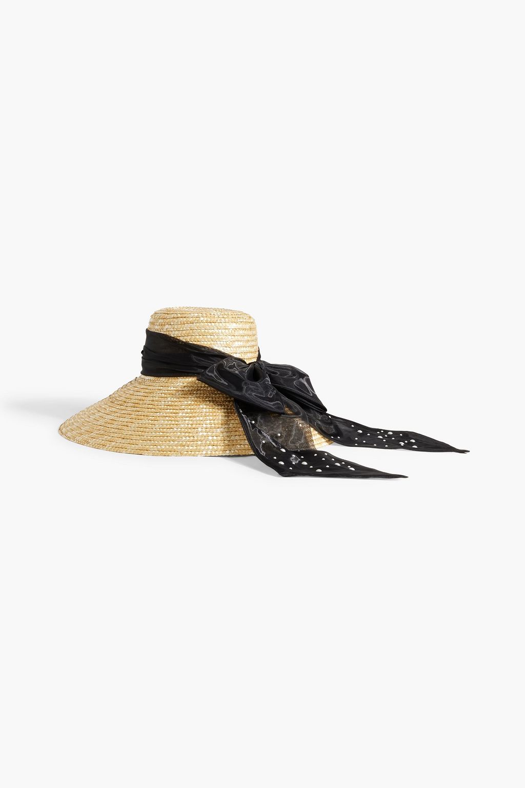 EUGENIA KIM Mirabel embellished chiffon-trimmed straw sunhat