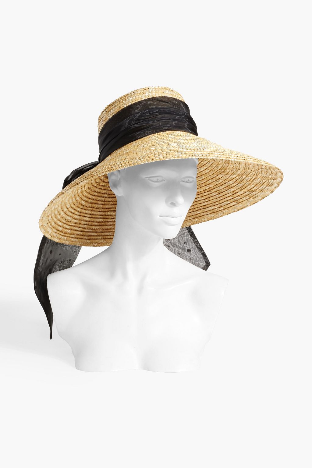 EUGENIA KIM Mirabel embellished chiffon-trimmed straw sunhat