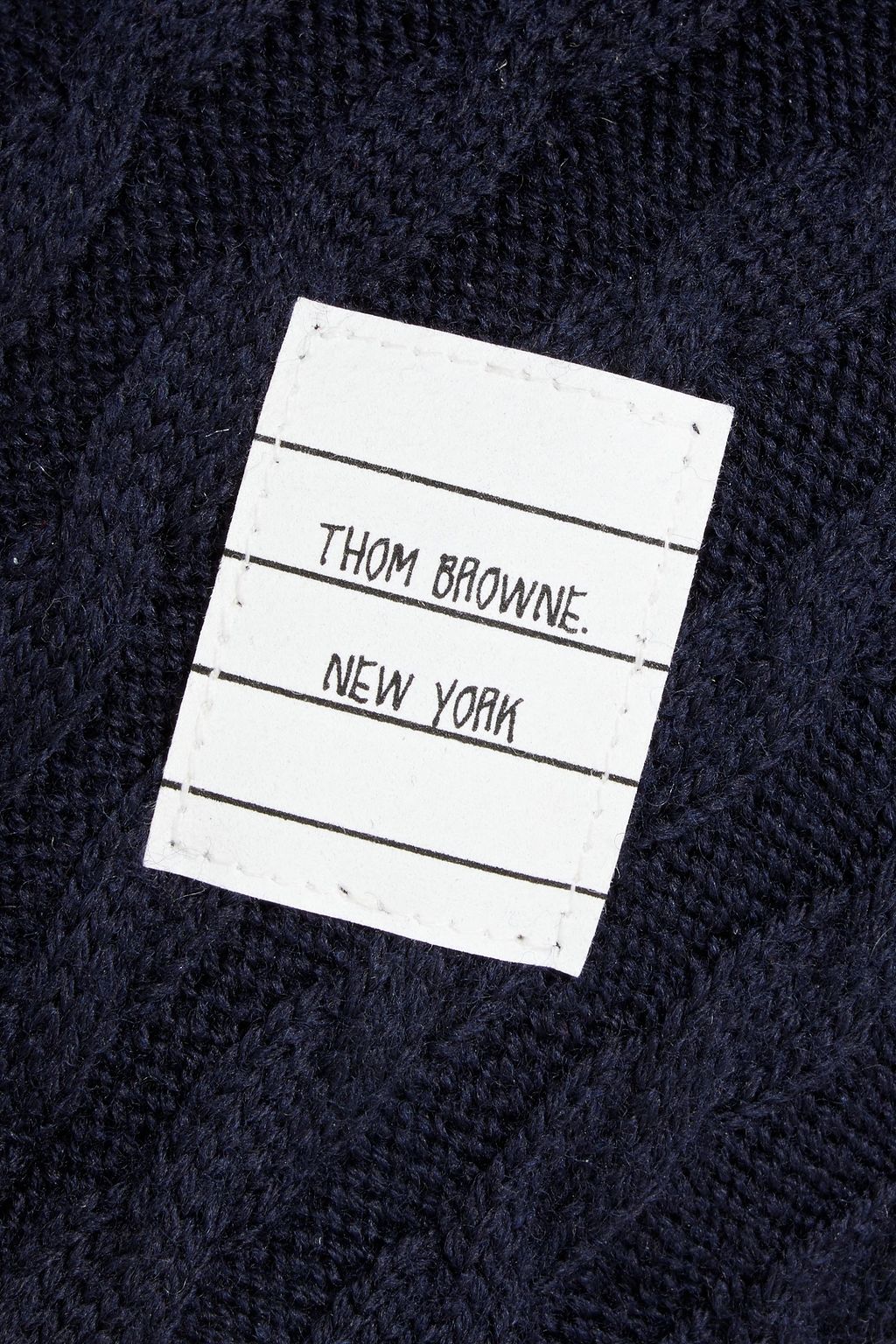 THOM BROWNE Cable-knit merino wool baseball cap