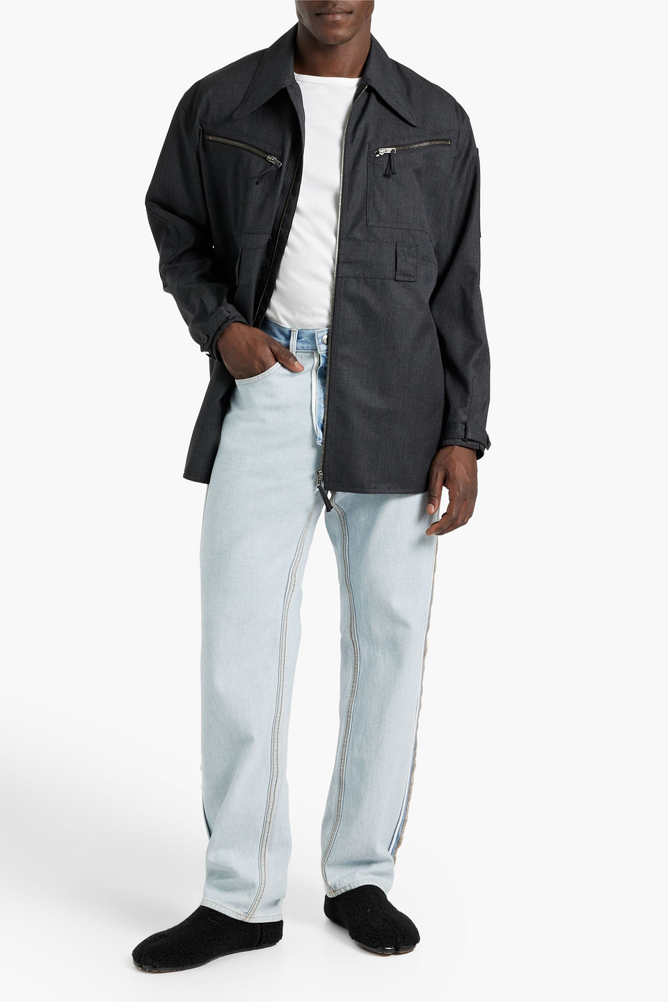 Shop Maison Margiela Wool-twill Jacket In Anthracite