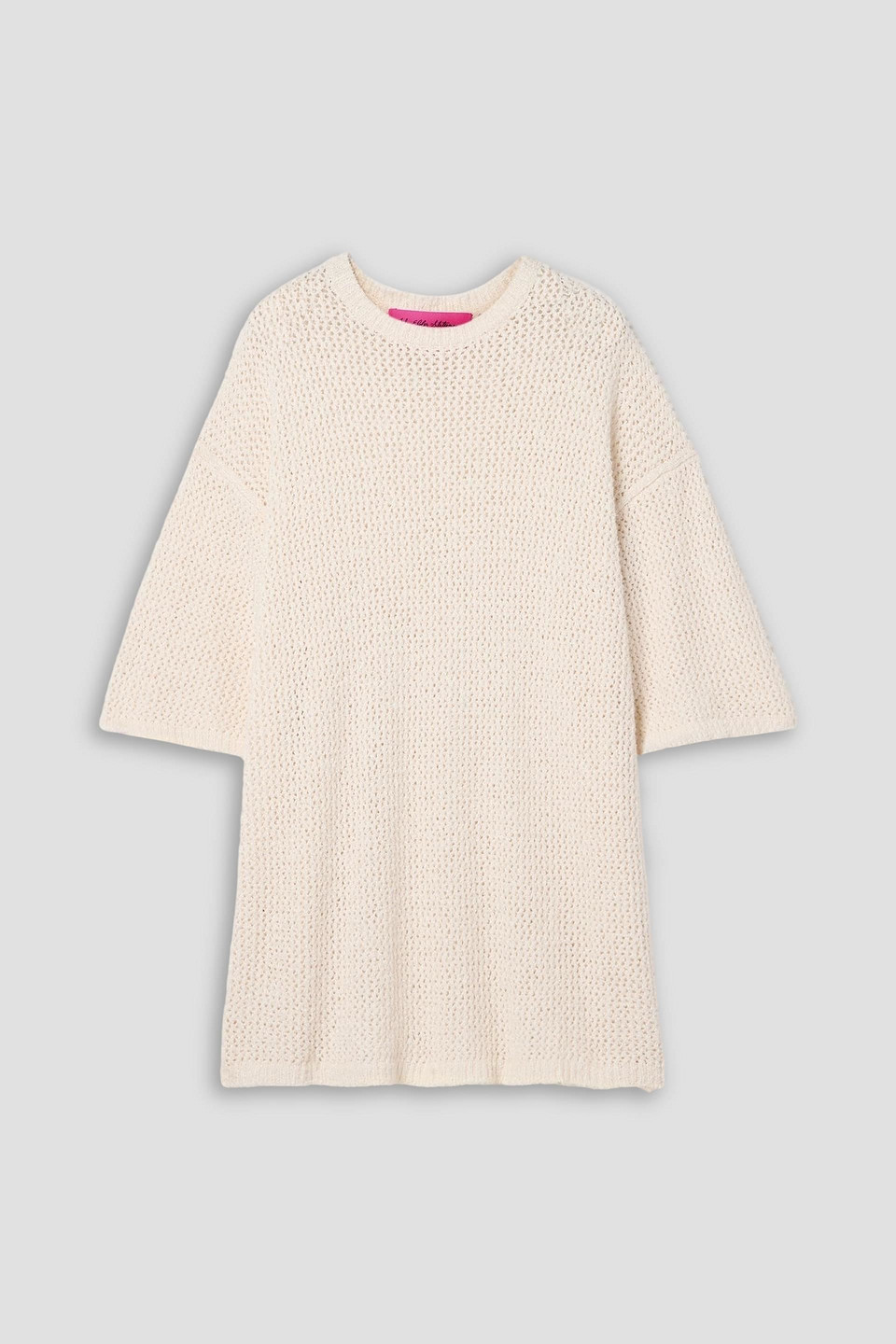 the elder statesman - selerino oversized open-knit mulberry silk t-shirt - white - m