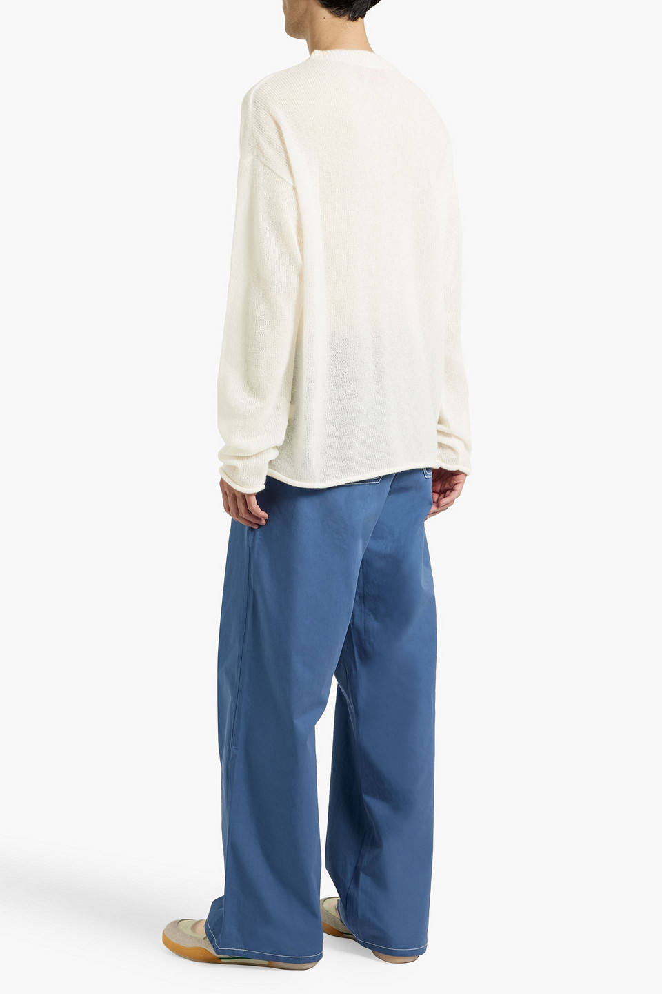 The Elder Statesman Cashmere And Cotton-blend Sweater In White