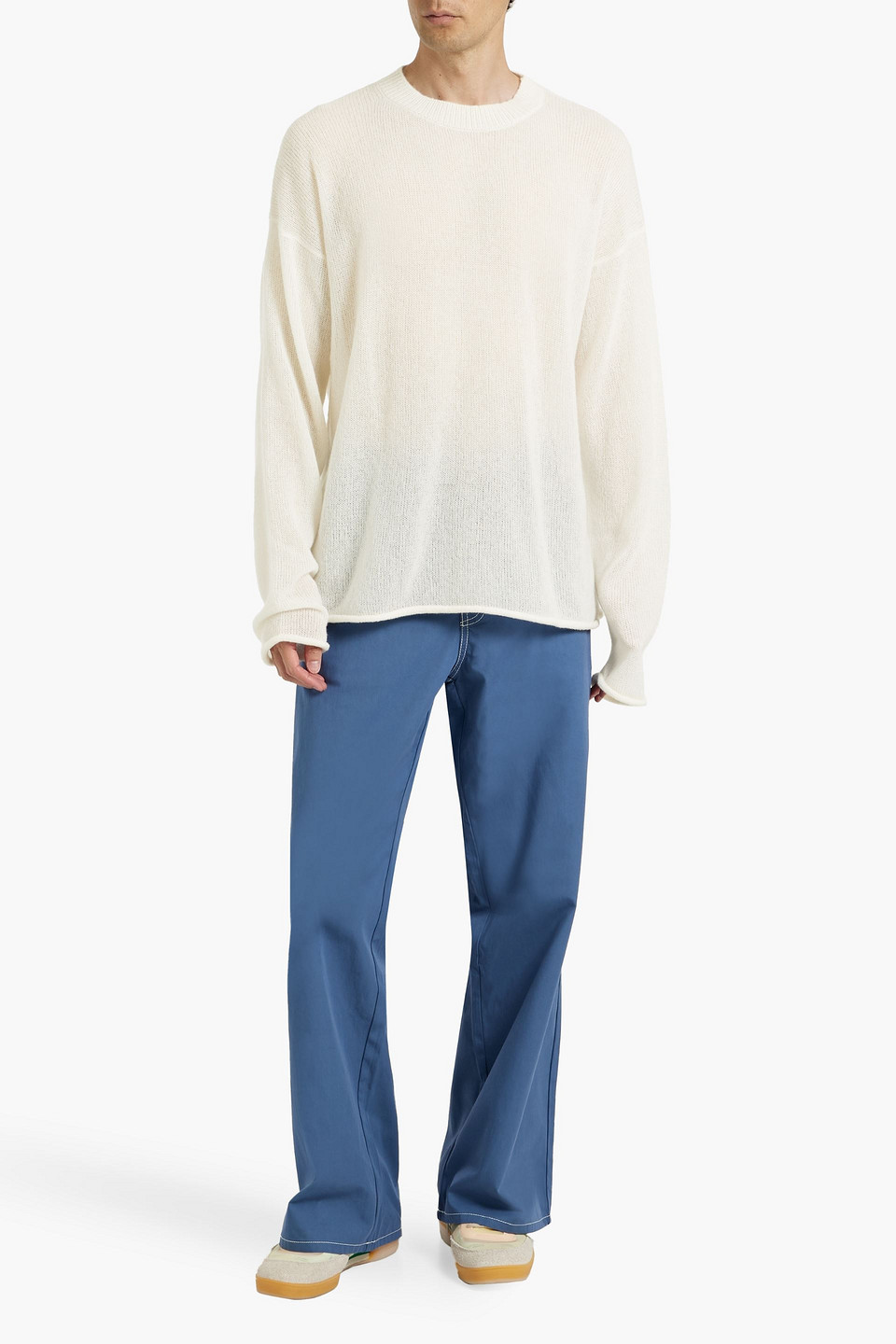 The Elder Statesman Cashmere And Cotton-blend Sweater In White