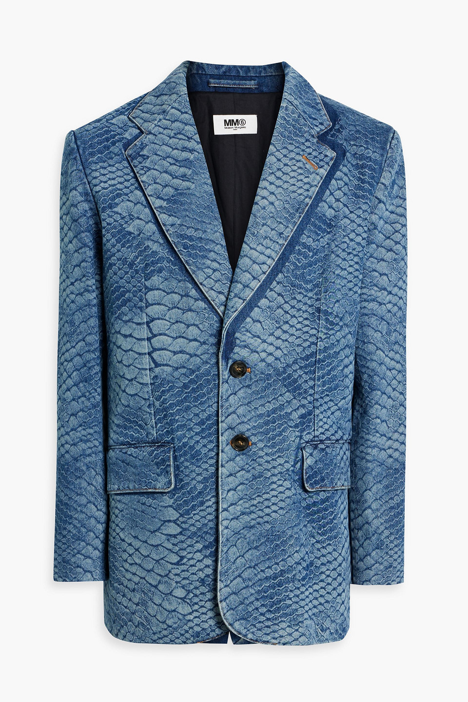 Snake-print denim blazer