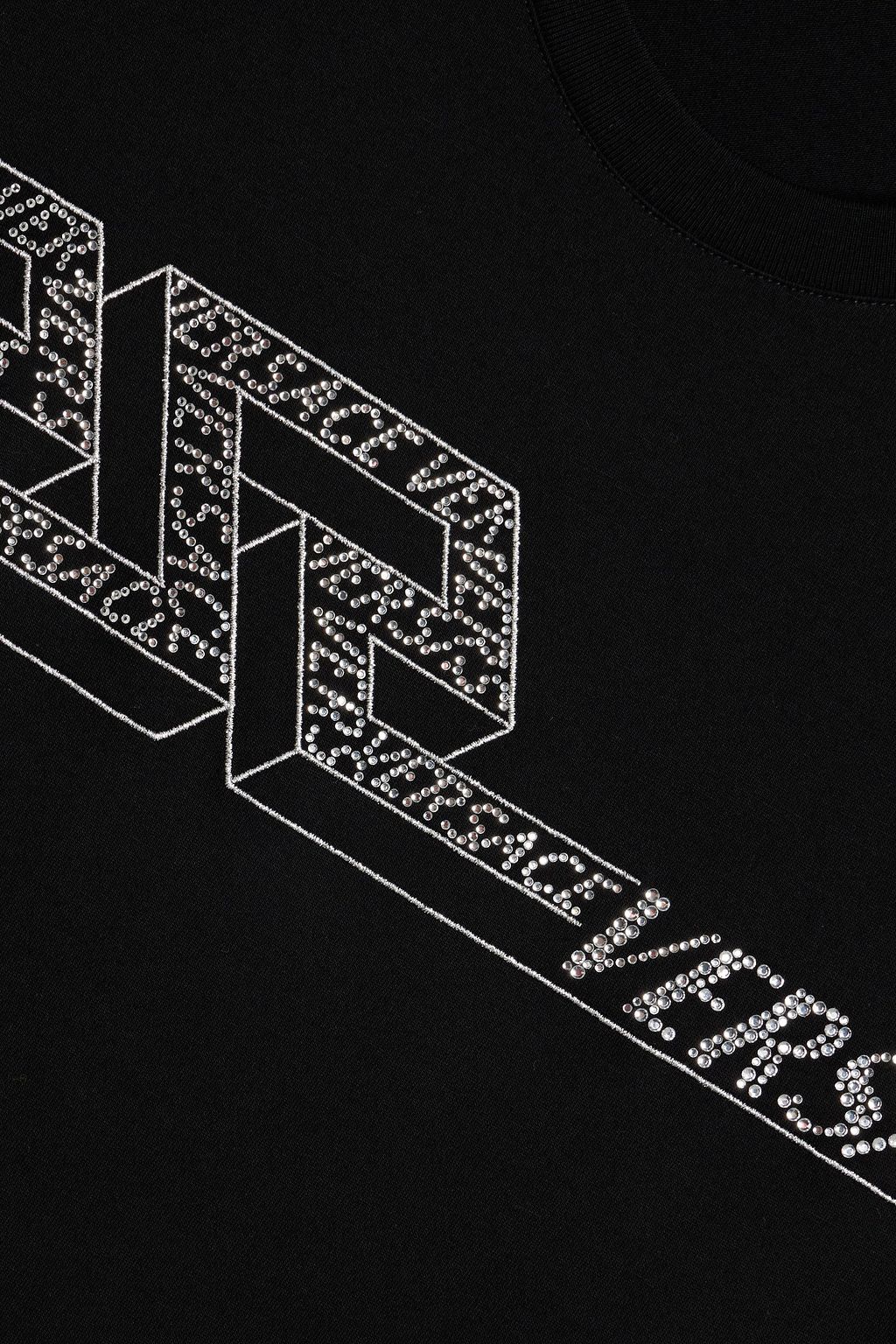 VERSACE Crystal-embellished cotton-jersey T-shirt