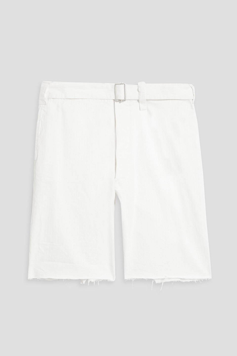 Maison Margiela Belted Herringbone Cotton Shorts In White