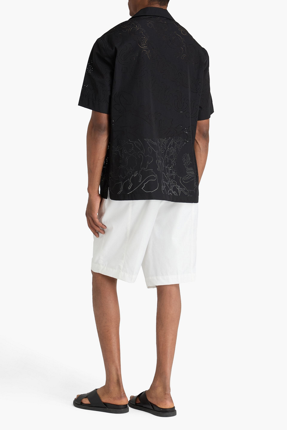  Versace - Hemd Mit Lochstickerei - Schwarz - It 52 