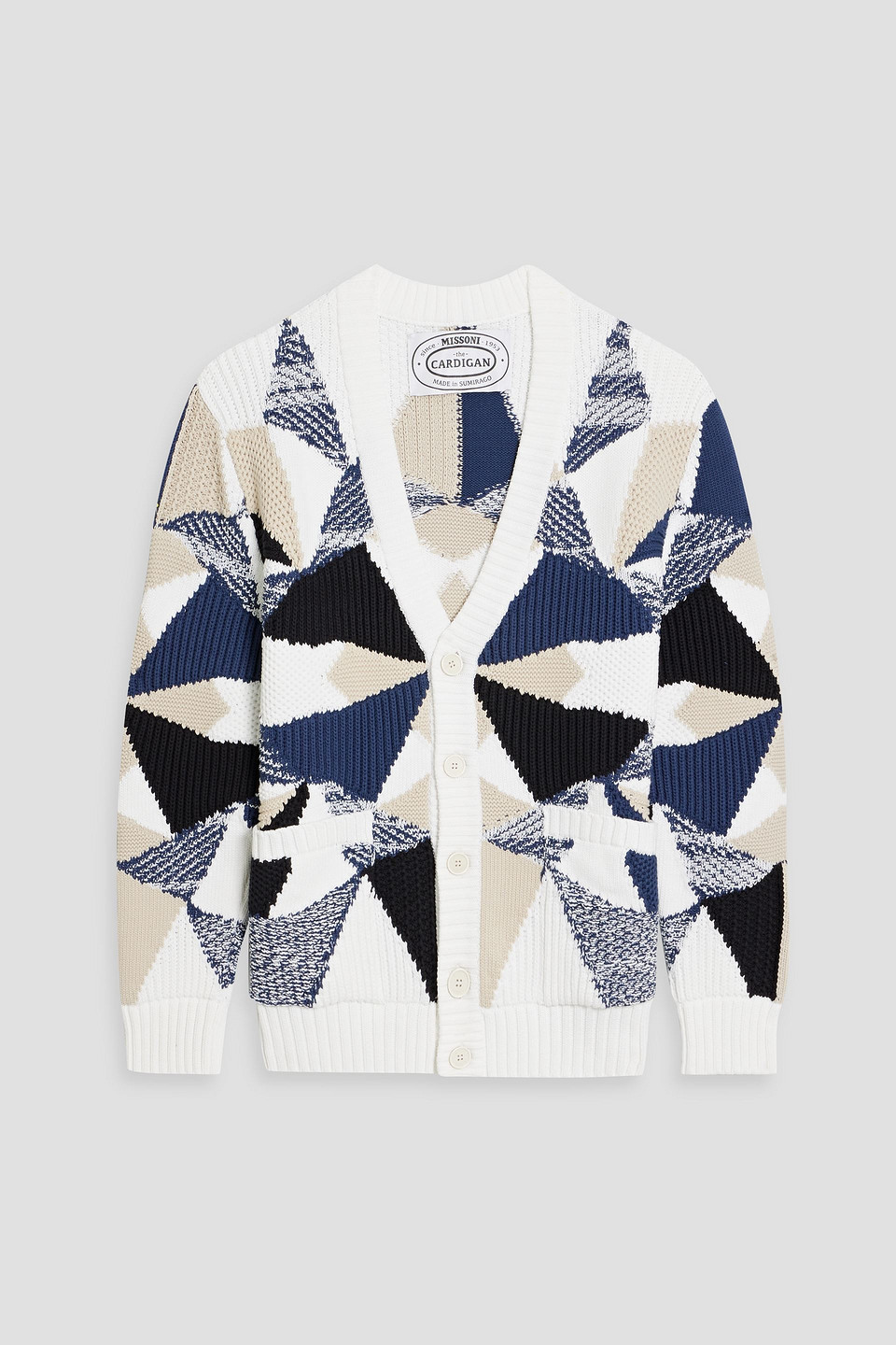 Intarsia cotton-blend cardigan