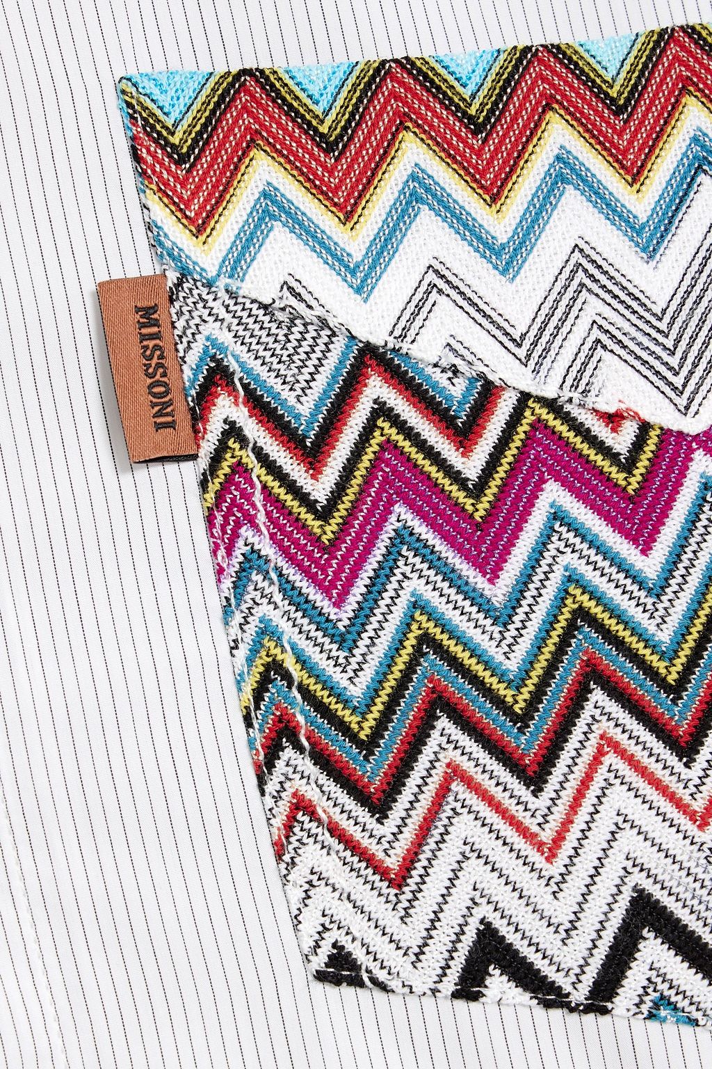 MISSONI قميص من قماش البوبلين القطني المقلم والمزخرف بحواف من الكروشيه