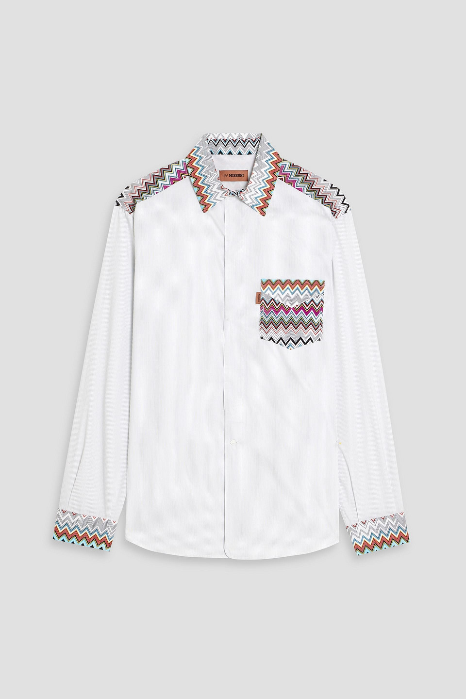 Missoni Crochet Knit-trimmed Pinstriped Cotton-poplin Shirt In Off-white