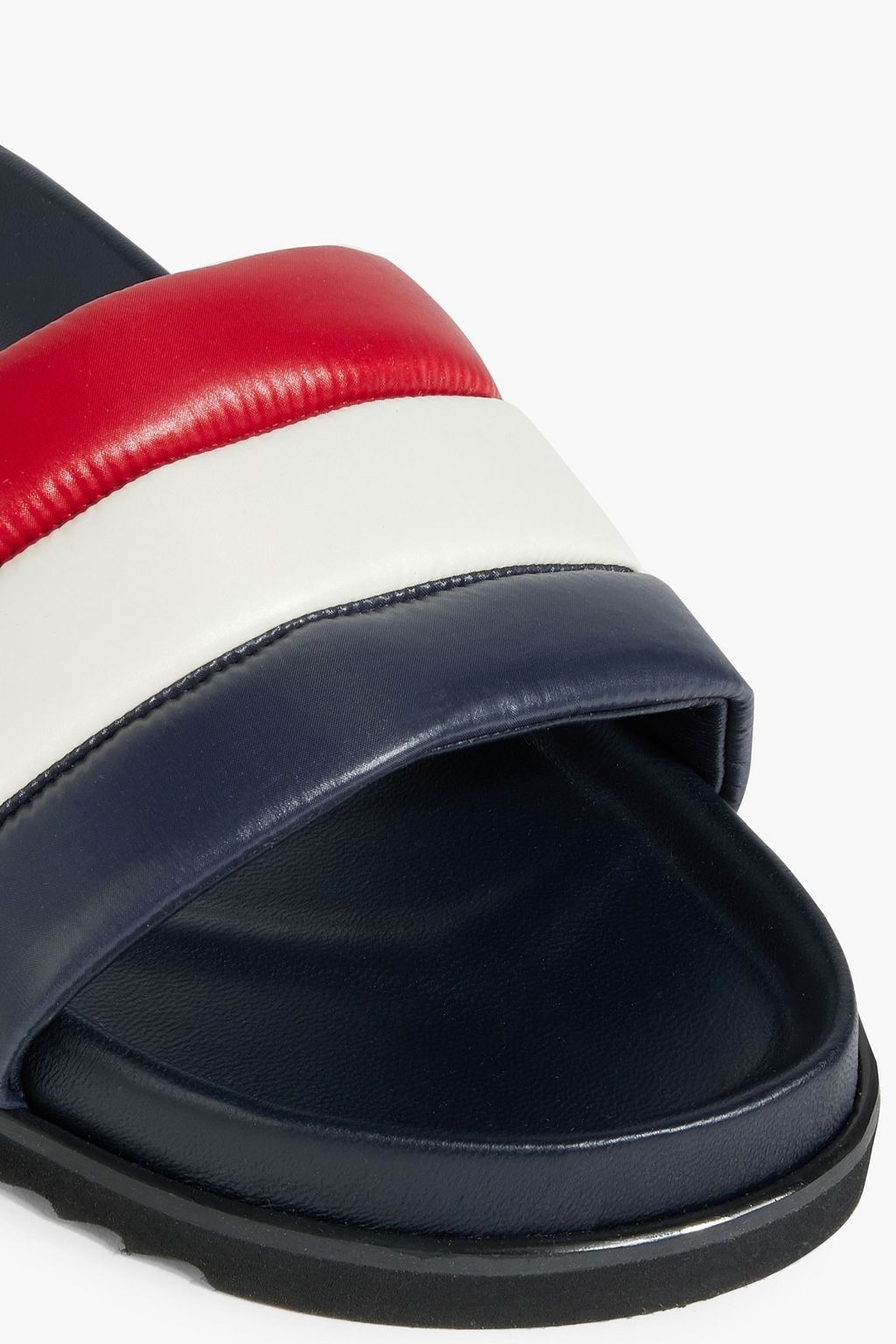 THOM BROWNE Striped quilted shell slides