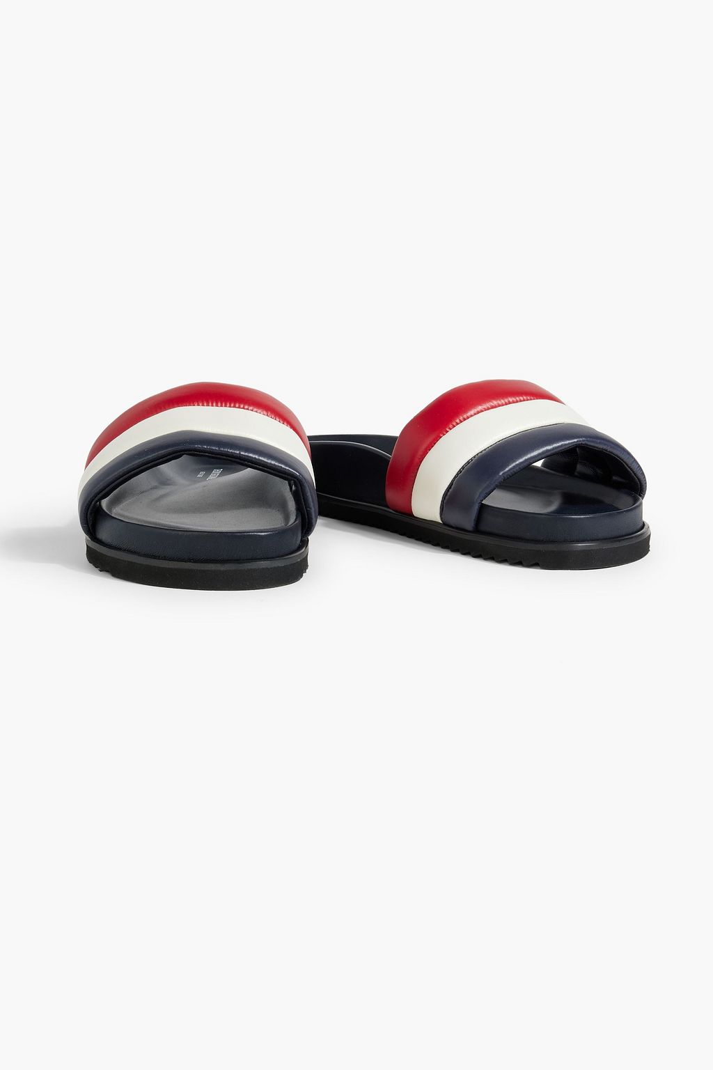 THOM BROWNE Striped quilted shell slides