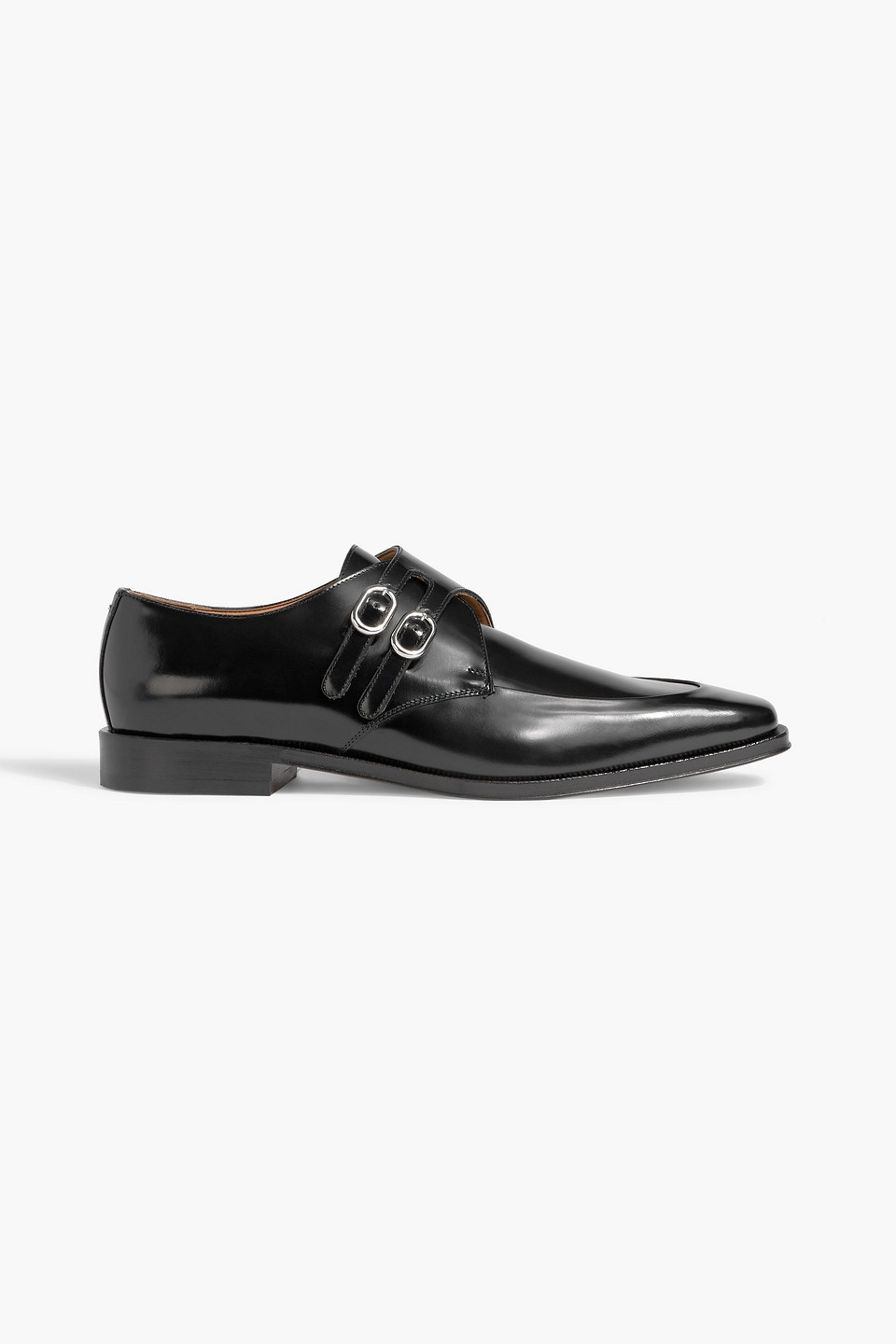 Polished leather monk-strap shoes