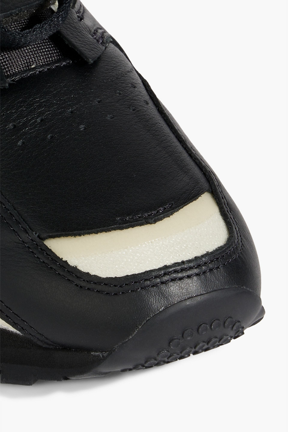 Shop Maison Margiela X Reebok Project 0 Cl Memory Of V2 Shell-trimmed Leather Sneakers In Black